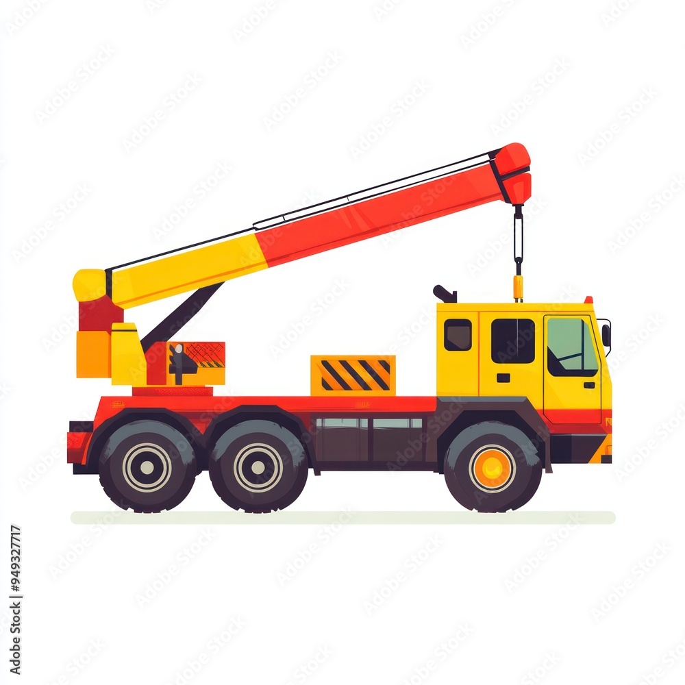 Yellow and Red Construction Crane Illustration