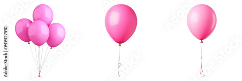 Pink Balloon Isolated on Transparent Background