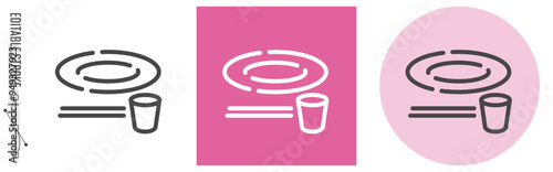 防災グッズ・紙皿、紙コップ、割りばし｜ライン・アイコン　[線の編集可能]