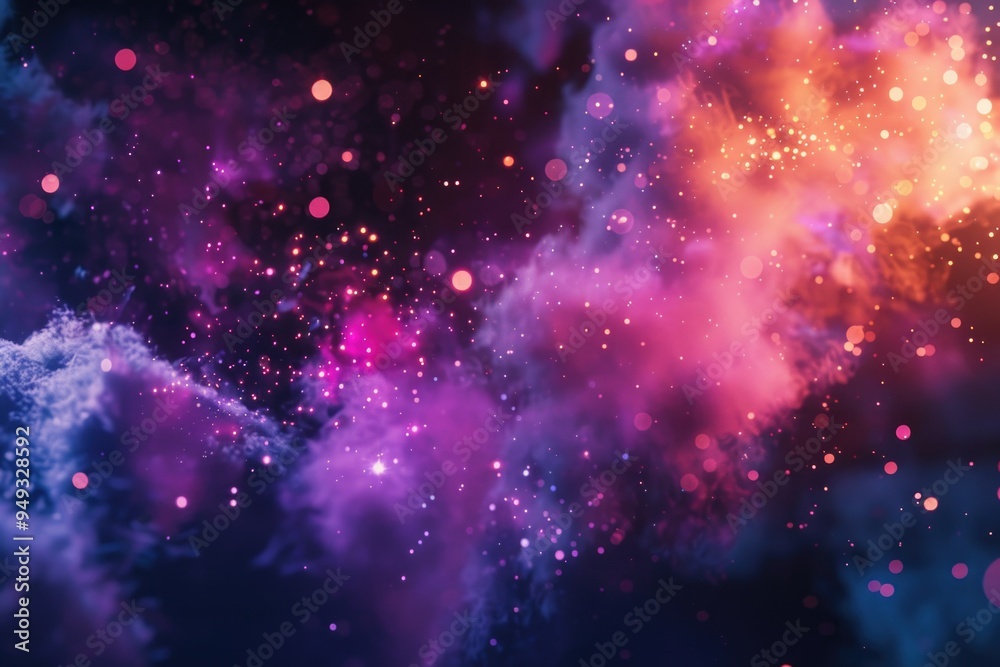 Naklejka premium A cluster of vibrant purple and pink lights adds color to the scene
