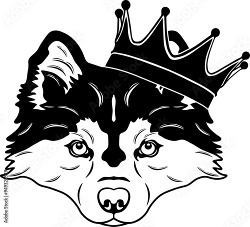 Pomsky Wearing A Crown