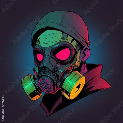 Neon Gas Mask Illustration photo