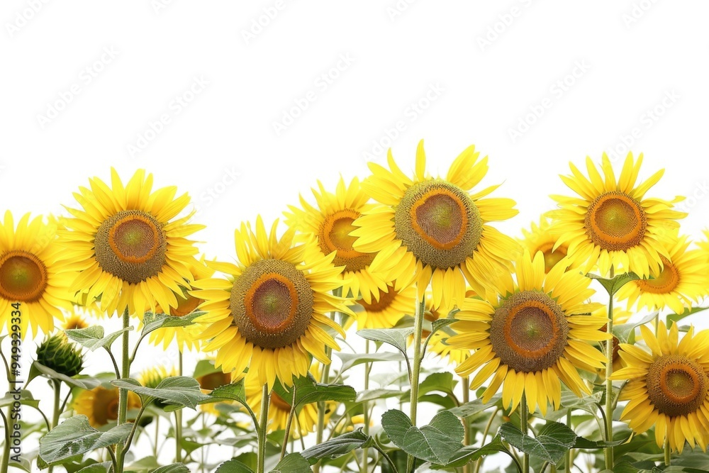 A serene landscape featuring a sea of sunflowers under a clear blue sky A serene landscape featuring a sea of sunflowers under a clear blue sky