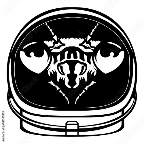 Praying Mantis In Astronaut Helmet