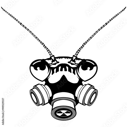Praying Mantis In Gas Mask
