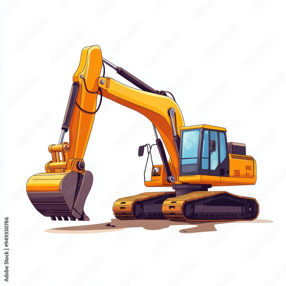Yellow Excavator Illustration Yellow Excavator Illustration