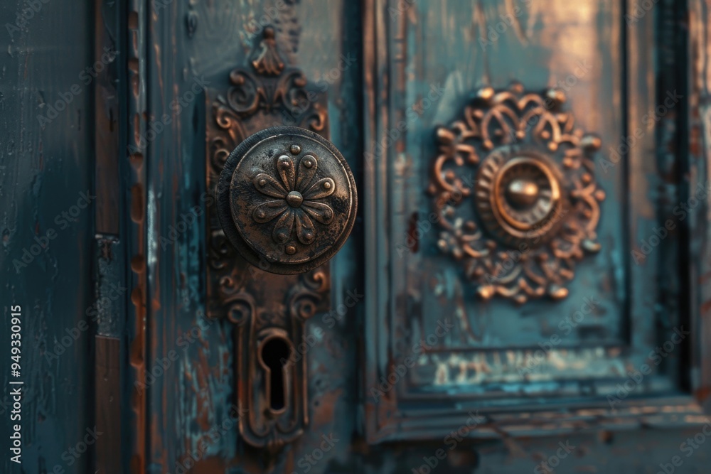 A close-up shot of a door handle on a wooden door A close-up shot of a door handle on a wooden door
