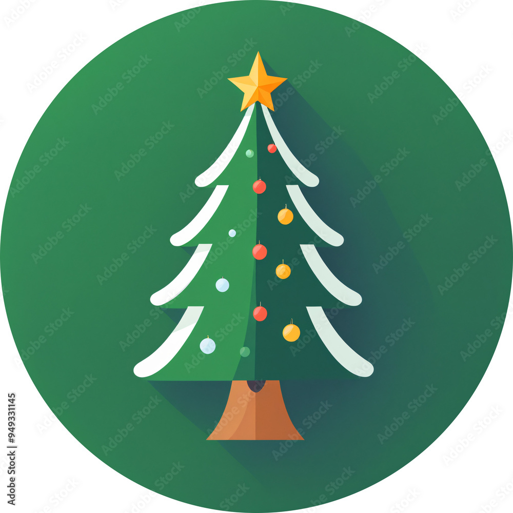 Christmas fir tree icon symbol rounded circle badge Christmas fir tree icon symbol rounded circle badge