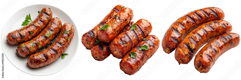 Grilled Sausages Isolated on Transparent Background Grilled Sausages Isolated on Transparent Background