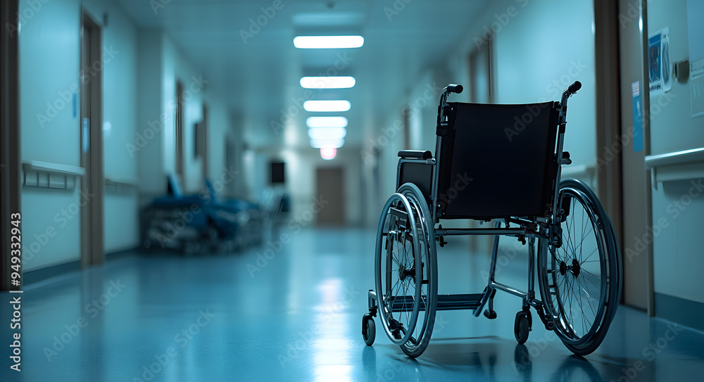 A Wheelchair Seen in the Background of an Empty Hospital Corridor, Representing Accessibility, Loneliness, and Healthcare, Ideal for Medical Themes, Healthcare Promotions, and Emotional Visuals
A Wheelchair Seen in the Background of an Empty Hospital Corridor, Representing Accessibility, Loneliness, and Healthcare, Ideal for Medical Themes, Healthcare Promotions, and Emotional Visuals