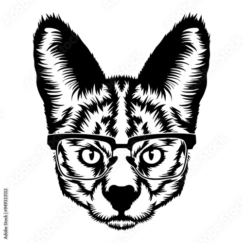 Serval Cat In Glasses