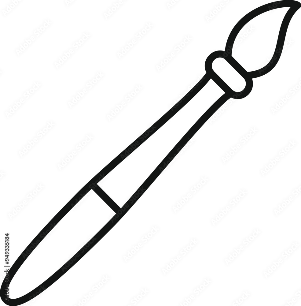 Simple black and white line drawing of an artist's paint brush, great for representing creativity, art, and design Simple black and white line drawing of an artist's paint brush, great for representing creativity, art, and design