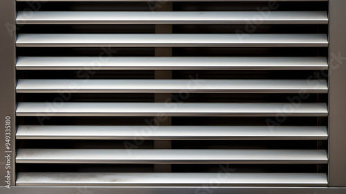 Close-up Detailed View of a Modern, Metallic HVAC Vent Installed in Wall