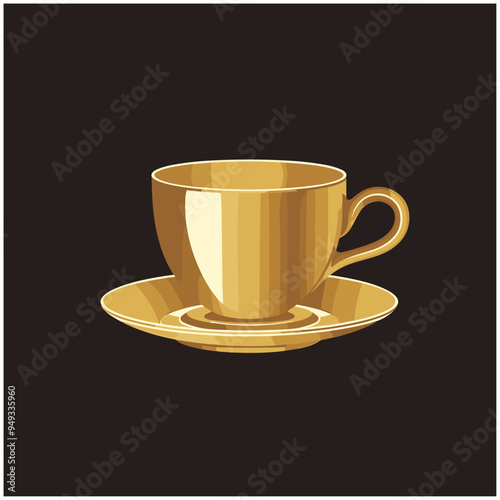 golden cup, minimalistic vector illustration style