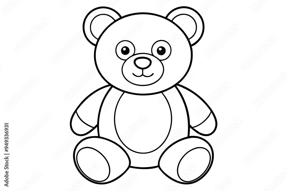 Fototapeta premium Teddy bear line art vector, Cute teddy outline icon