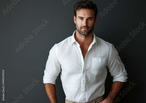 Confident Man in White Shirt. photo