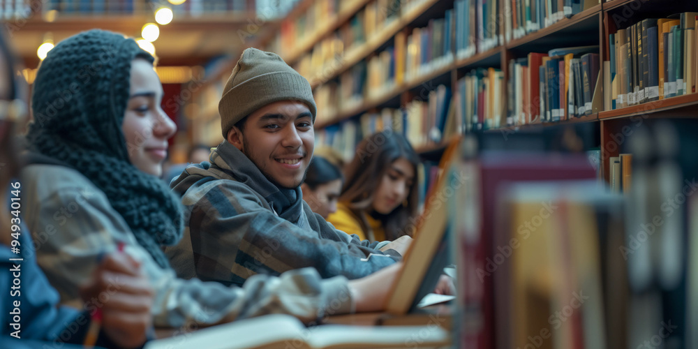 Students studying together in a warm and cozy library Students studying together in a warm and cozy library