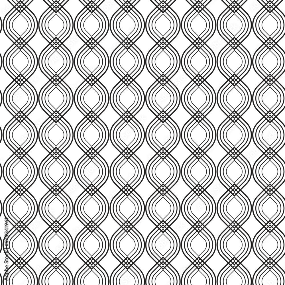 Naklejka premium Wavy line pattern, mesh, curve, vector background. seamless pattern for fabric, wallpaper, printing.