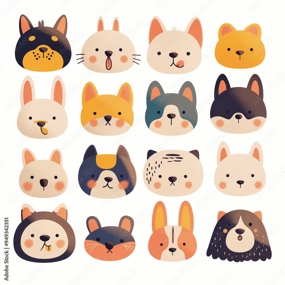 set of funny cartoon animals set of funny cartoon animals