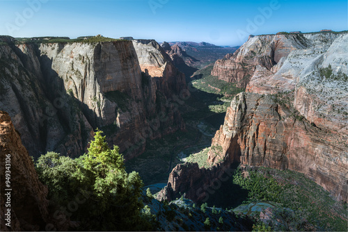 Enjoy the view at Observation Point in summer, one of the most beautiful Zion canyon view in Zion National Park.