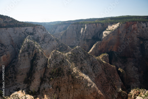 Enjoy the view at Observation Point in summer, one of the most beautiful Zion canyon view in Zion National Park.