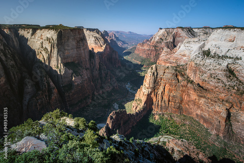 Enjoy the view at Observation Point in summer, one of the most beautiful Zion canyon view in Zion National Park.