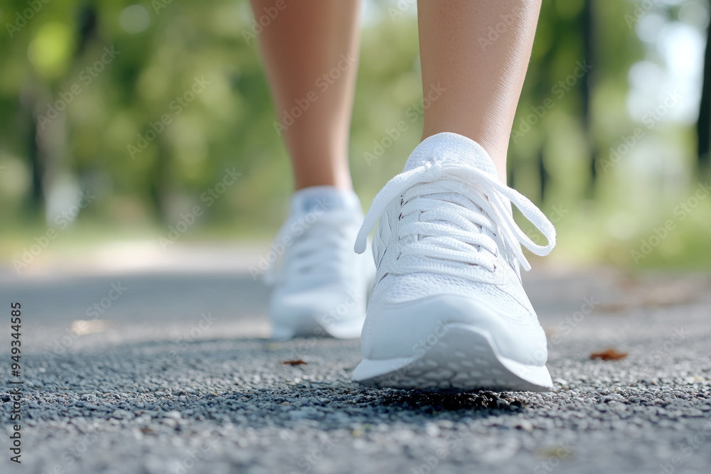 Female ankle foot walking workout exercise on the concrete road Female ankle foot walking workout exercise on the concrete road