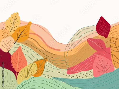 abstract autumn party pastel line art background