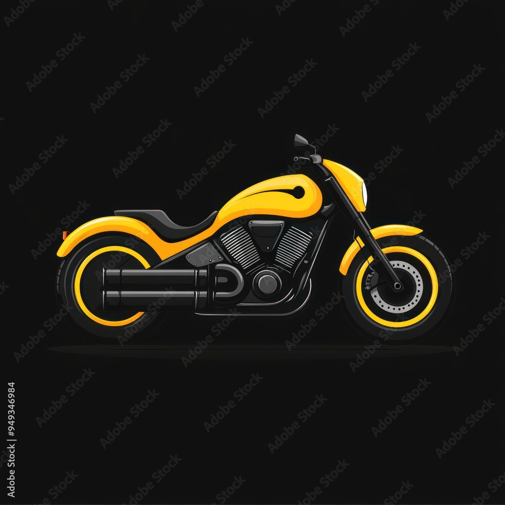 Yellow Motorcycle Illustration on a Black Background Yellow Motorcycle Illustration on a Black Background