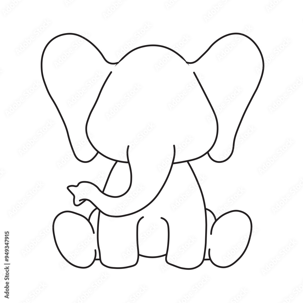 Obraz premium baby elephant cartoon. cartoon vector. Drawing vector on a white background in illustration. Elephant icon vector.