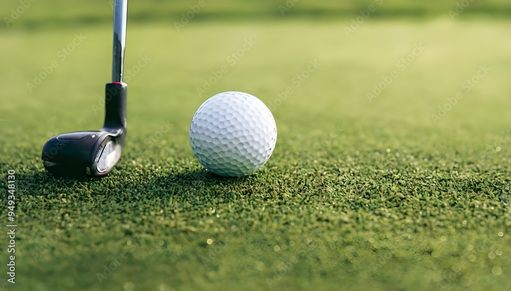 Obraz premium golf-ball-on-green-copy-space, golf ball on the green