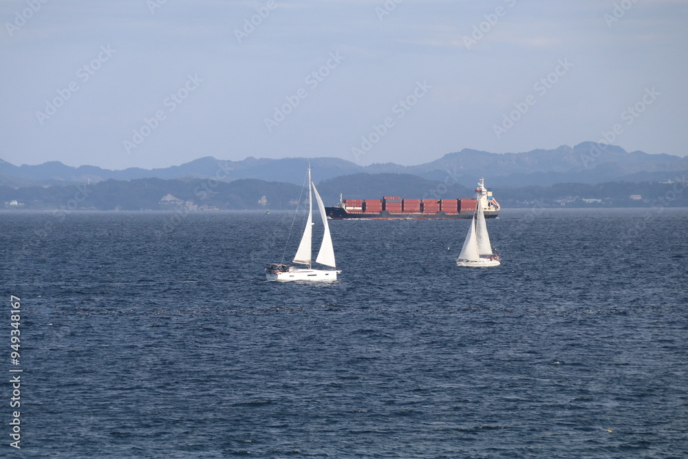 Fototapeta premium 東京湾の風景（横須賀）。観音崎の展望園地より。
