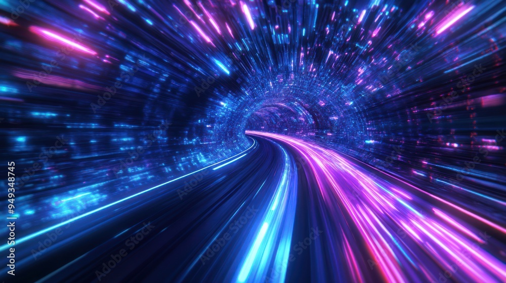 Digital Speed Through Neon Tunnel Digital Speed Through Neon Tunnel
