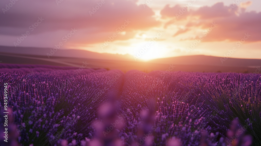 Fototapeta premium lavender fields in the afternoon, Ai generated Images