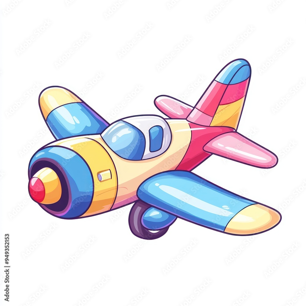 Fototapeta premium Colorful Cartoon Airplane Illustration