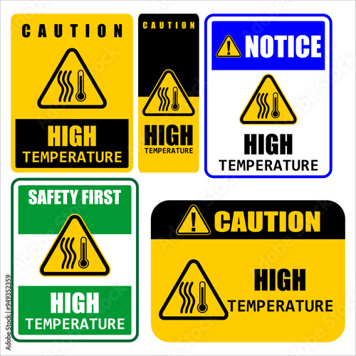 Caution, High Temperature, sign and sticker vector