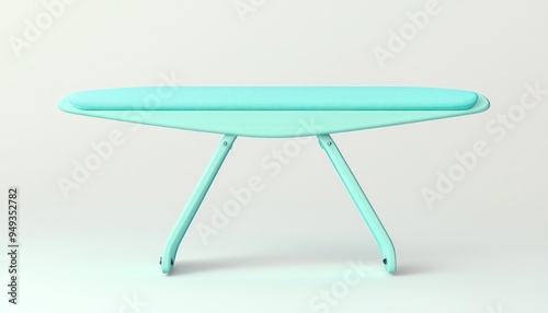 Realistic single vector illustration of a minimalist ironing board in pastel cerulean.