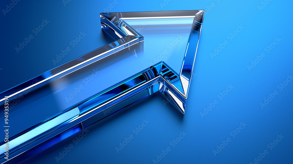 A blue arrow is drawn on a blue background A blue arrow is drawn on a blue background