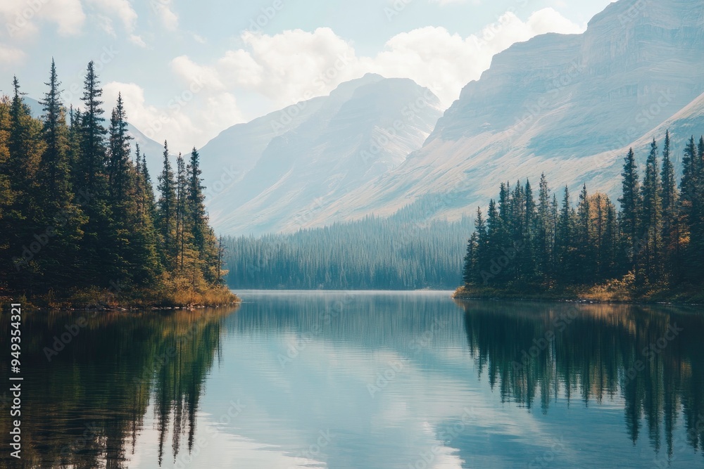 Lake Between Forests And Mountains with generative ai Lake Between Forests And Mountains with generative ai