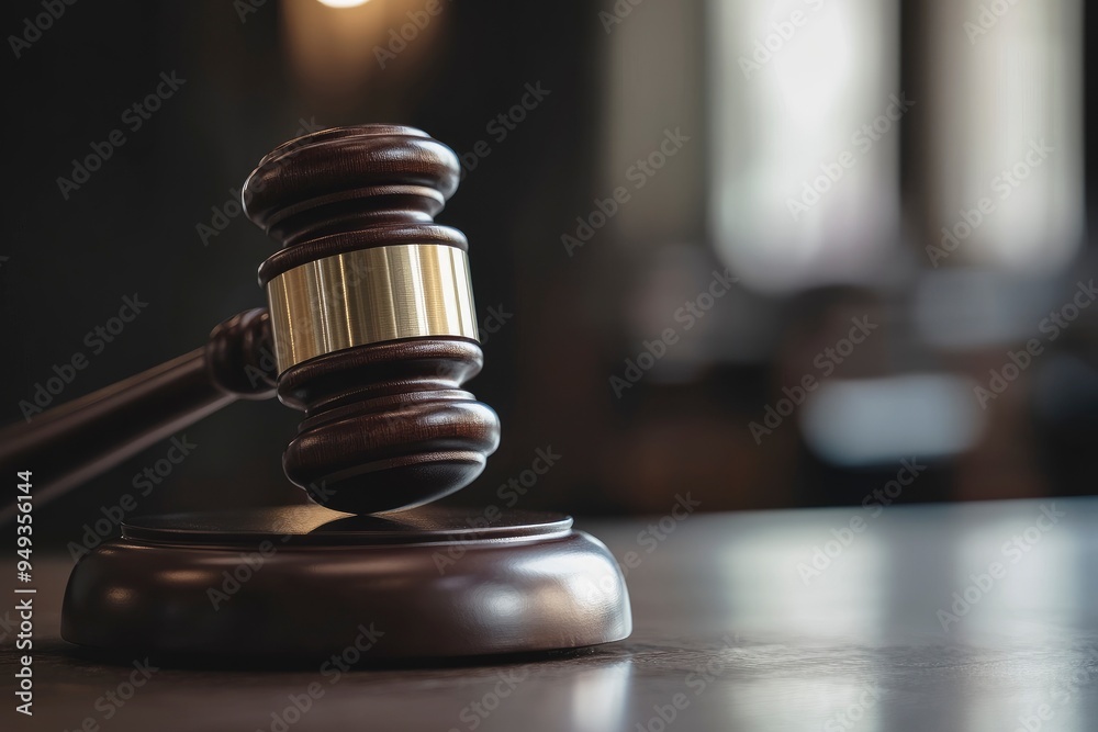 Law theme, gavel or mallet of the judge, lawyer enforcement officers, evidence-based cases taken into account in the court abount business, legislation with generative ai