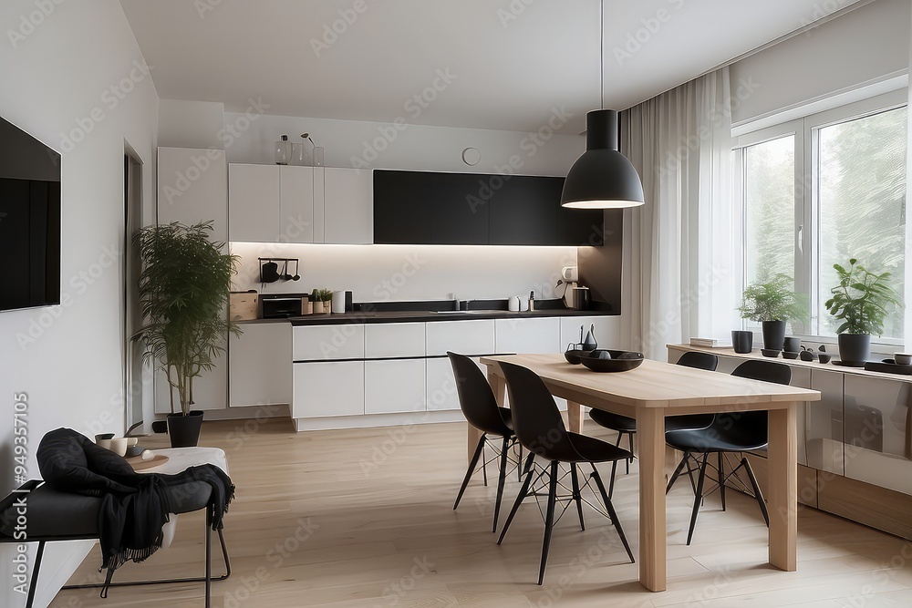 Fototapeta premium modern kitchen interior, modern room