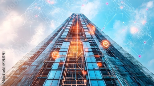 Wallpaper Mural Advanced IoT sensor network continuously monitoring the structural integrity and performance of a skyscraper under construction enabling real time data analytics and optimization for efficient safe Torontodigital.ca