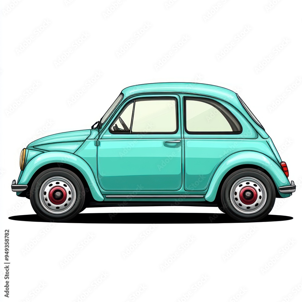 Fototapeta premium Blue Classic Car Illustration