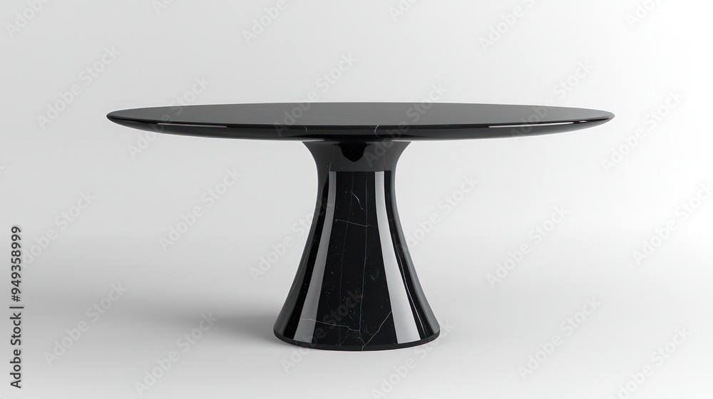 Realistic 3D illustration of a minimalist onyx dining table in soft pastel black. Realistic 3D illustration of a minimalist onyx dining table in soft pastel black.