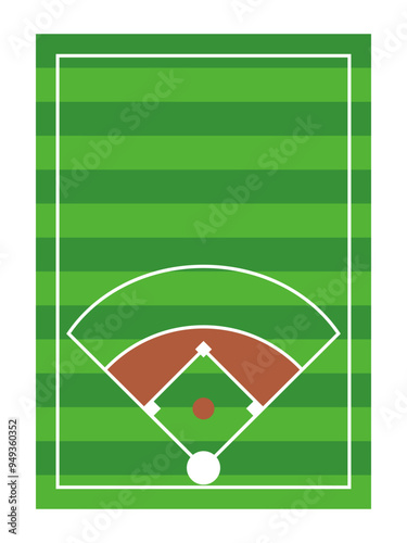 Baseball Field Flat Illustration