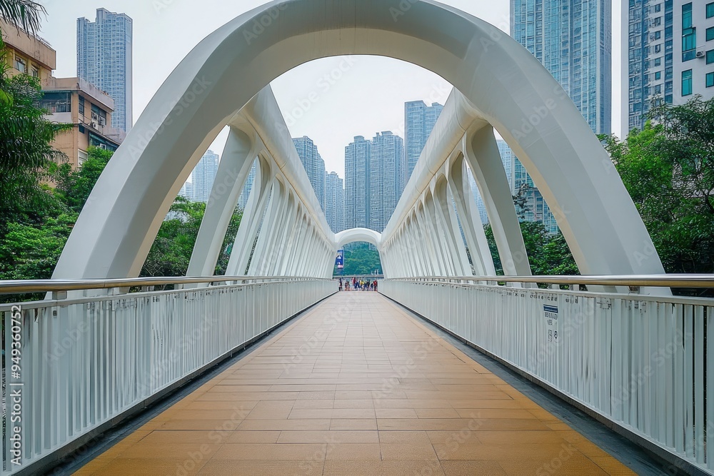 Obraz premium pedestrian overpass at shenzhen of china with generative ai