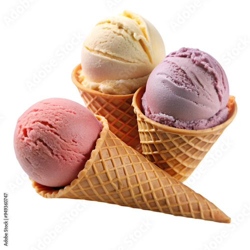 Waffle cones with ice cream