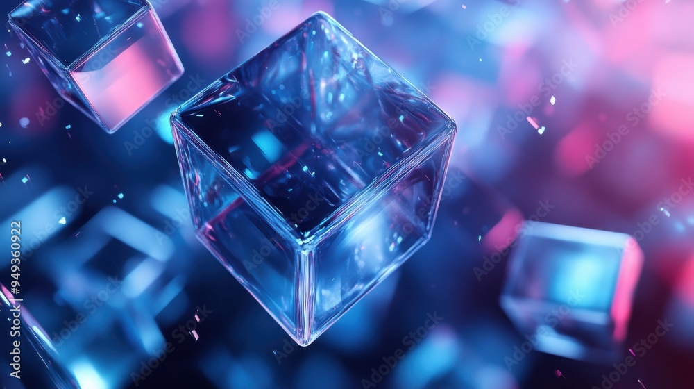 Geometric Harmony: Abstract 3D Illustration of Interconnected Shapes in a Multi-Dimensional Grid Geometric Harmony: Abstract 3D Illustration of Interconnected Shapes in a Multi-Dimensional Grid