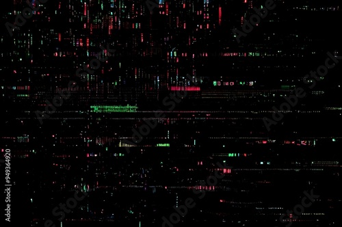 Classic VHS Glitch Overlay Texture on Black Background For Visual Effect