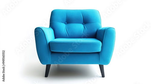 Elegant Azure Color Armchair Isolated on a White Background, Showcasing Its Sleek Design and Sophisticated Hue. The Armchair Features a Modern Aesthetic, Perfect for Adding a Touch of Color and Style 